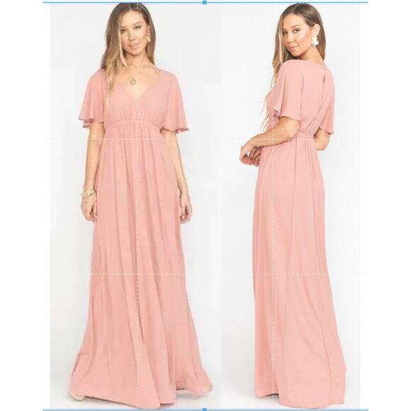 Show Me Your Mumu Emily Empire Maxi Dress Rustic Mauve Bridesmaids Dress MEDIUM - Picture 1 of 5